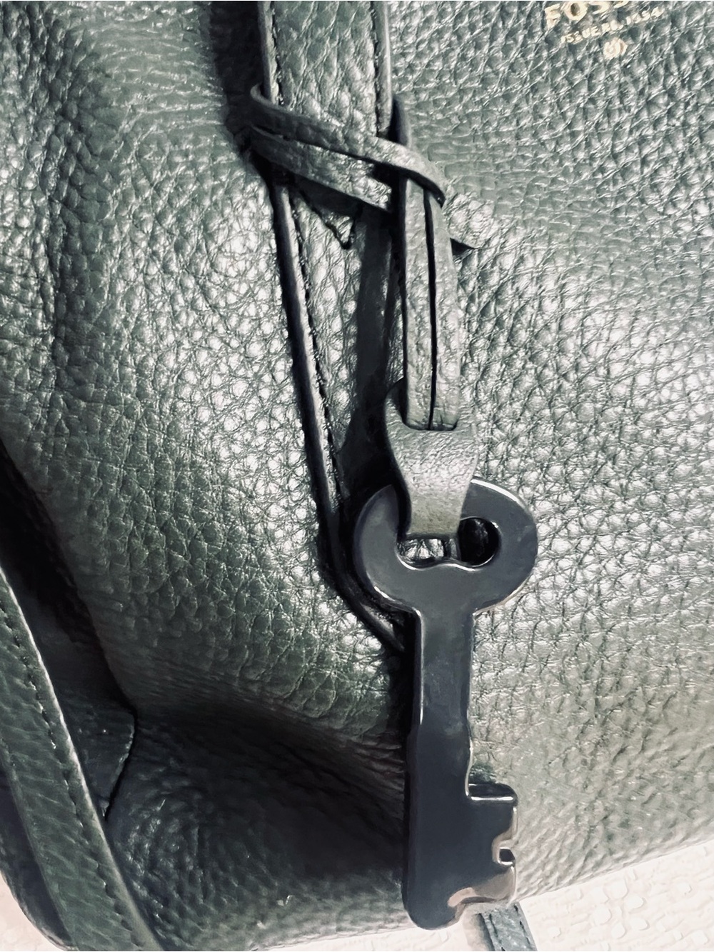 FOSSIL Sydney Satchel- Pine Green Shoulder Crossbody Handbag Keyfob - Picture 5 of 15